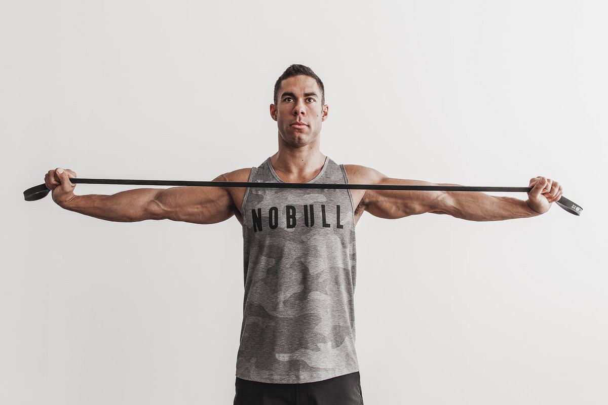 Nobull Men's Tank Tops Grey Camo | Australia (KC4170)